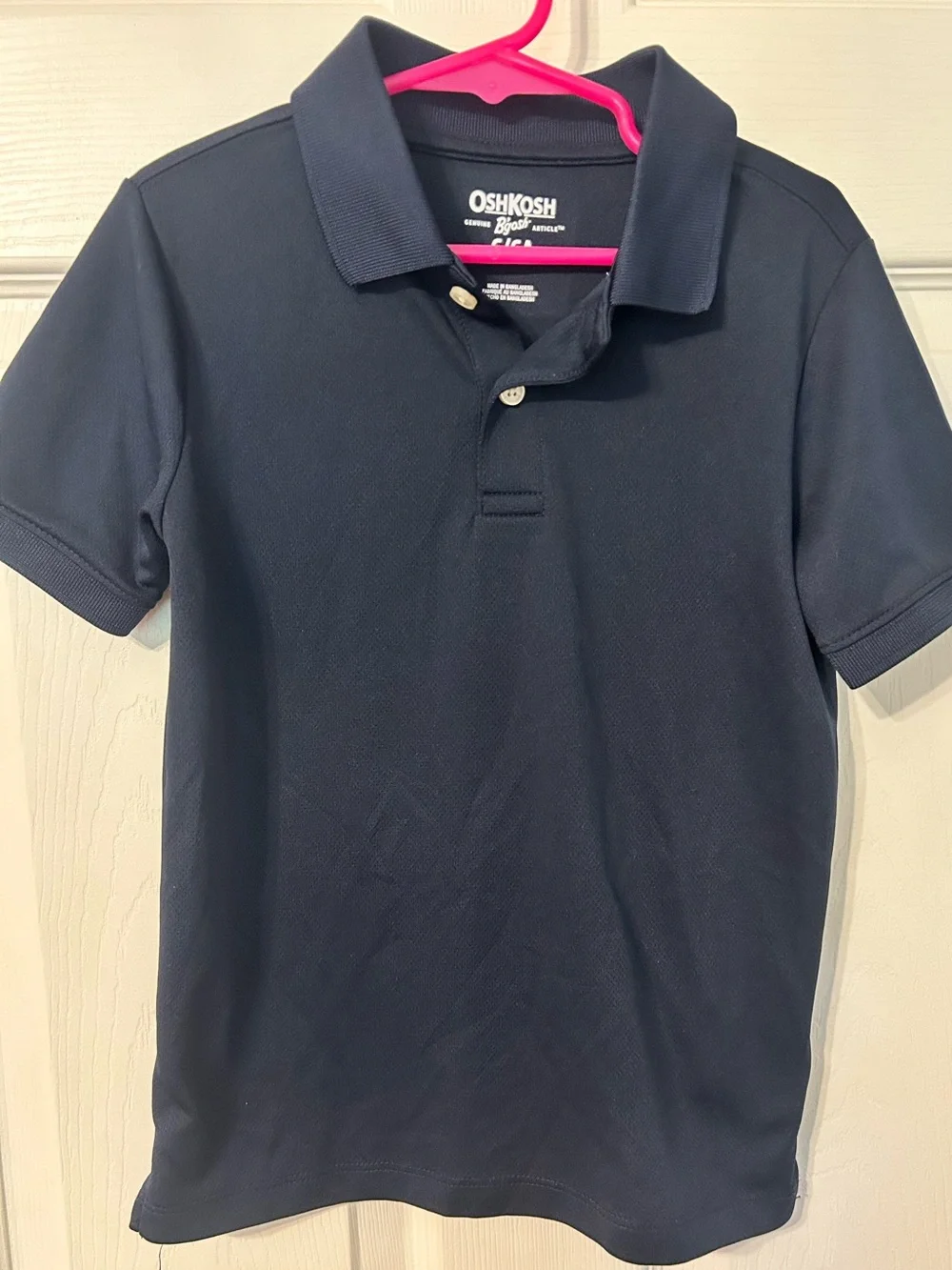 Boys, OshKosh B'gosh, Solid Navy Blue Short Sleeve Polo, Size 6